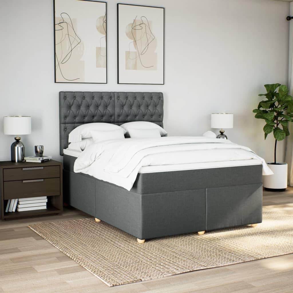 Queen Box Spring Bed with Adjustable Headboard