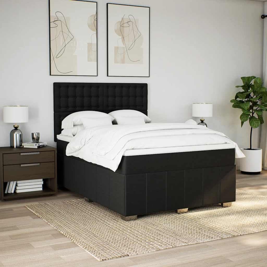 Black Queen Box Spring Bed with Pocket Spring Mattress