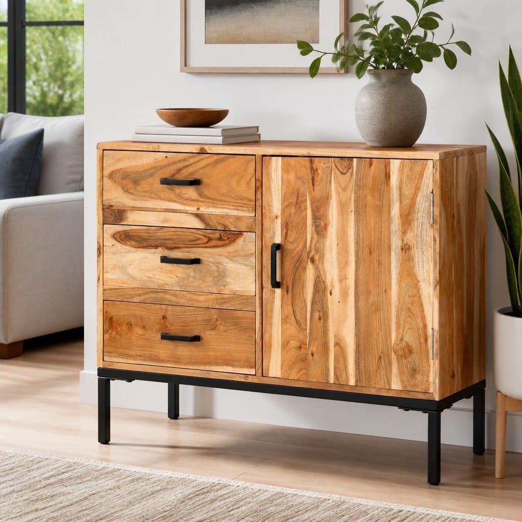 Sideboard Cabinet 88x30x73cm Brown Solid Acacia Wood Storage Furniture with