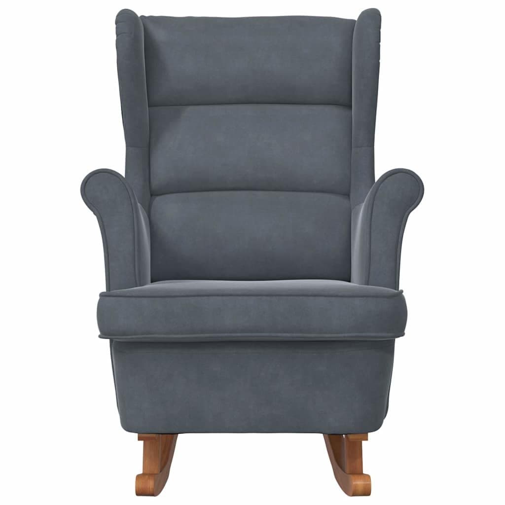 Grey Velvet Wingback Rocking Chair