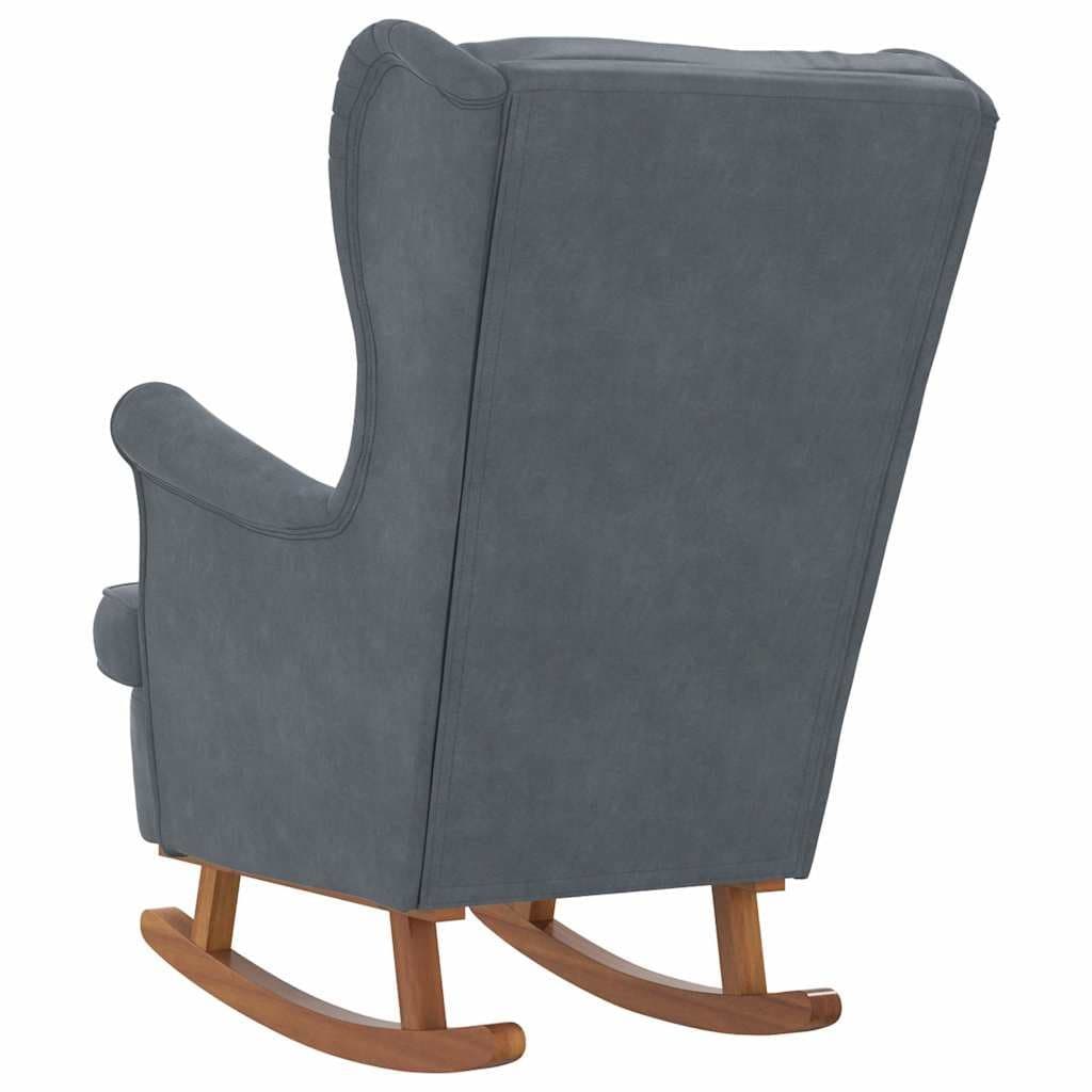 Grey Velvet Wingback Rocking Chair