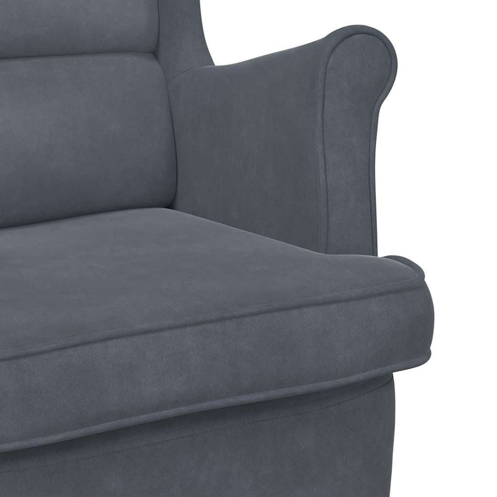 Grey Velvet Wingback Rocking Chair
