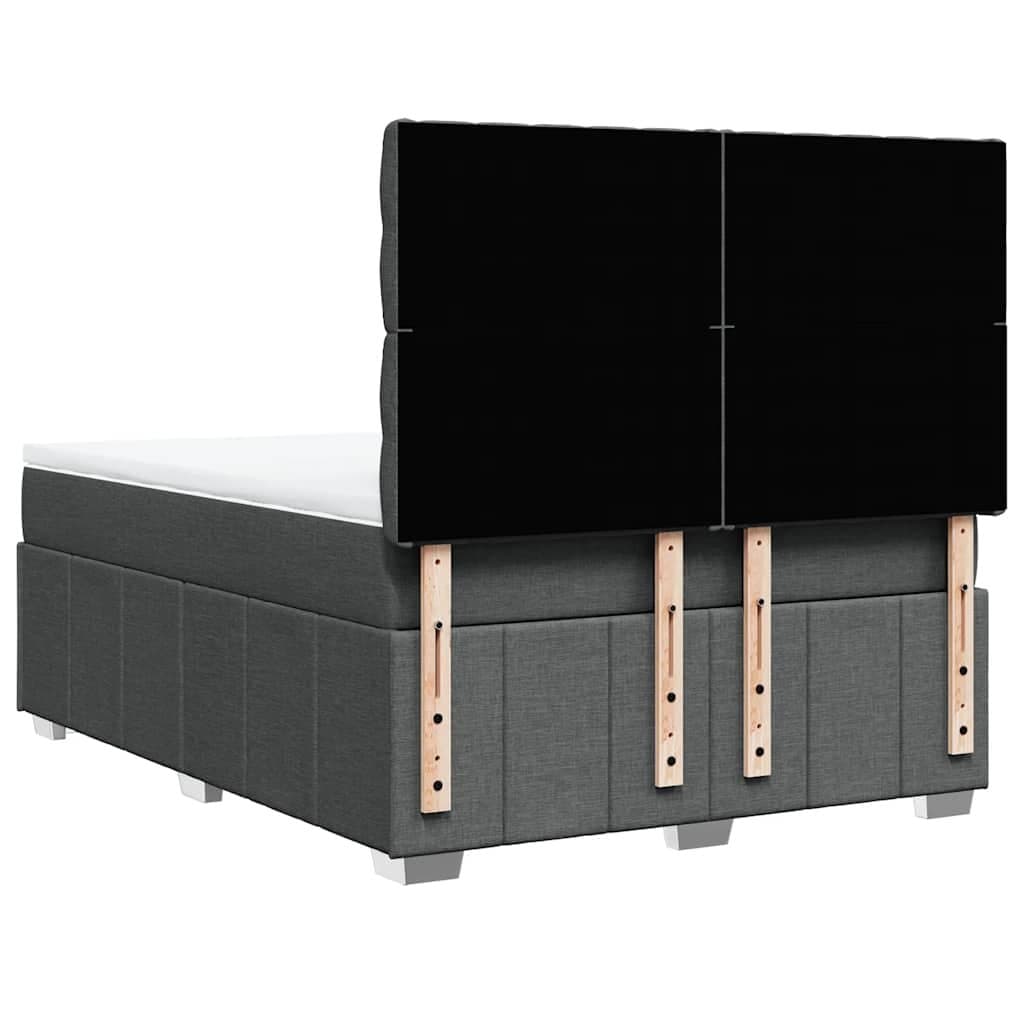 Grey Queen Box Spring Bed with Adjustable Headboard and LED Lights