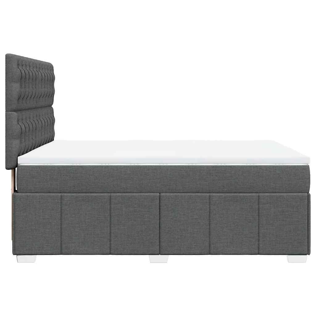 Grey Queen Box Spring Bed with Adjustable Headboard and LED Lights