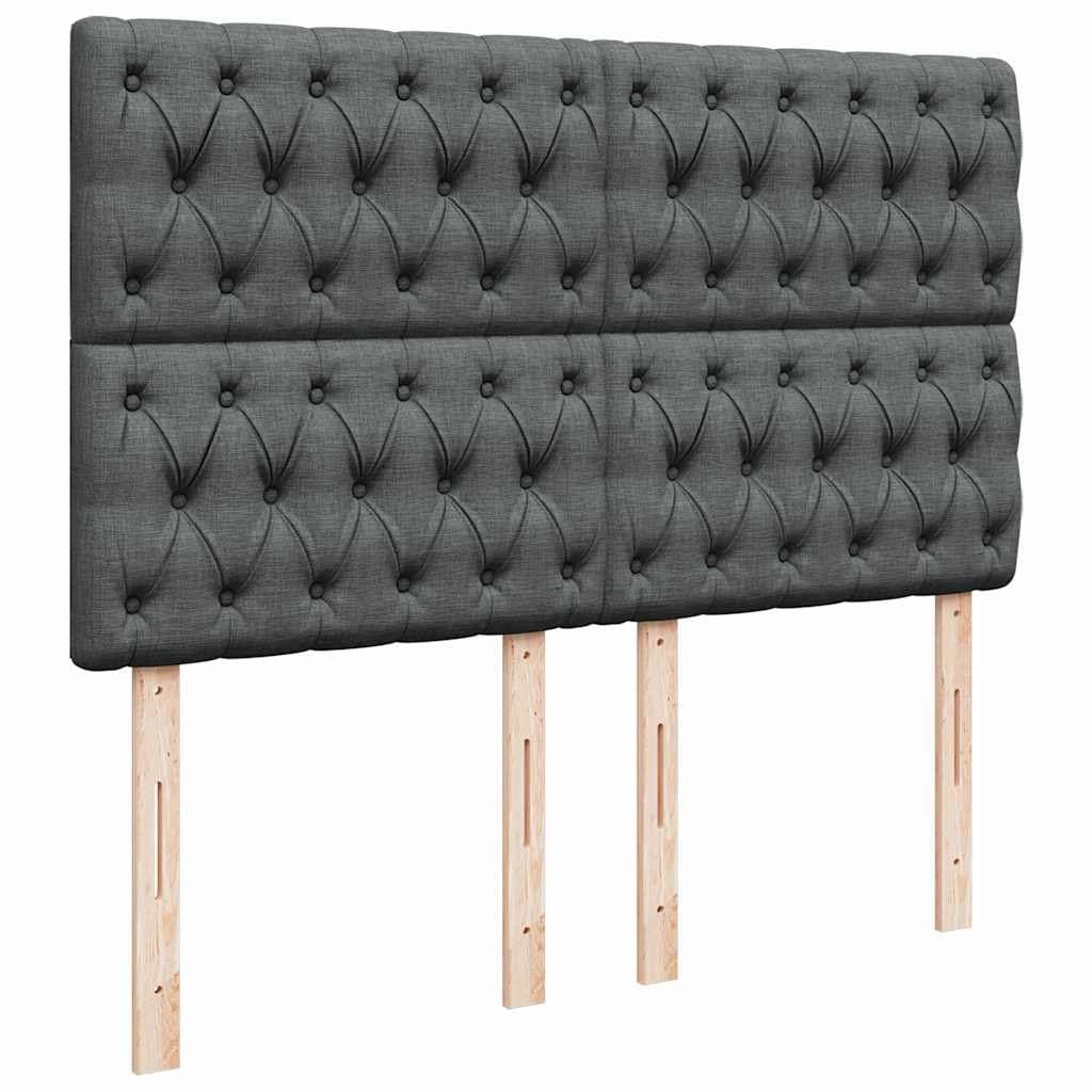 Grey Queen Box Spring Bed with Adjustable Headboard and LED Lights