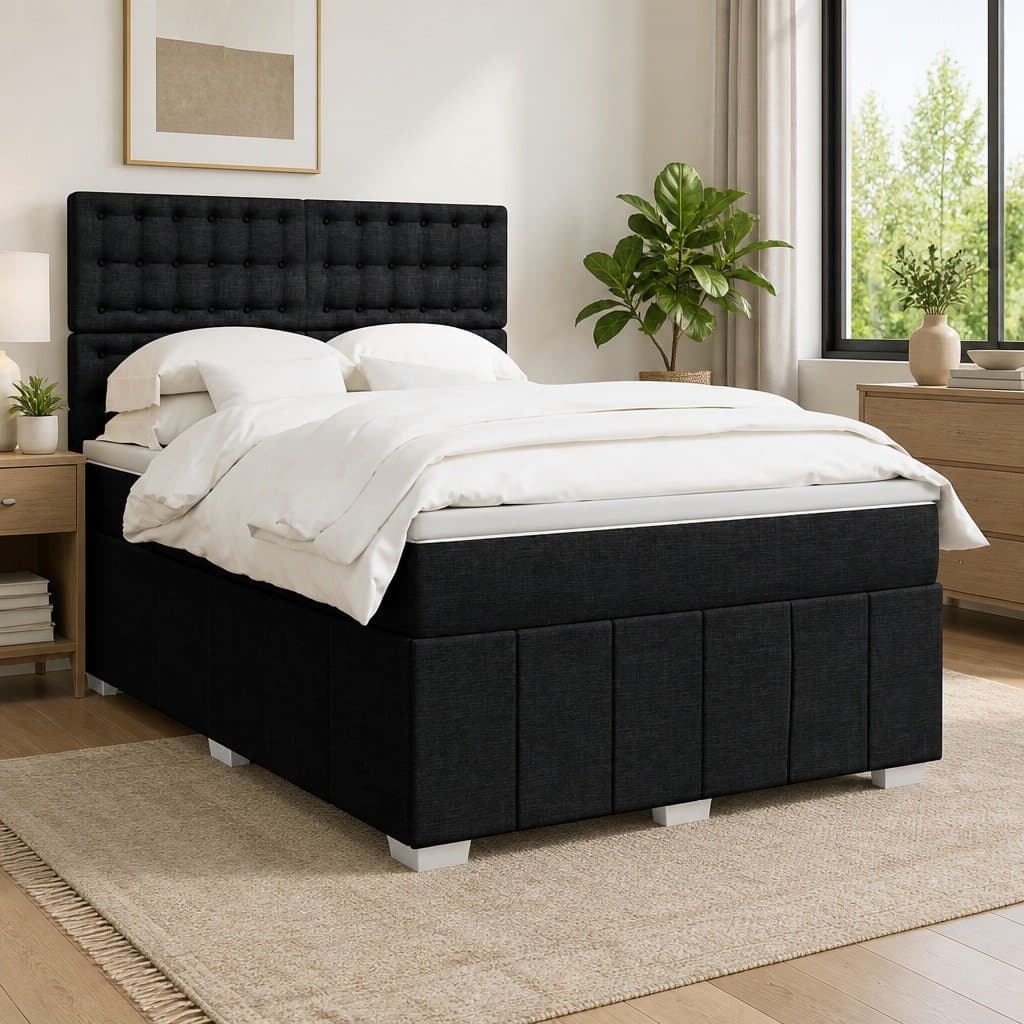 Queen Box Spring Bed with Adjustable Headboard and Pocket Spring Mattress