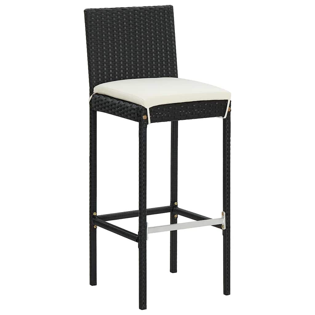 7 Piece Garden Bar Set with Black Rattan Stools