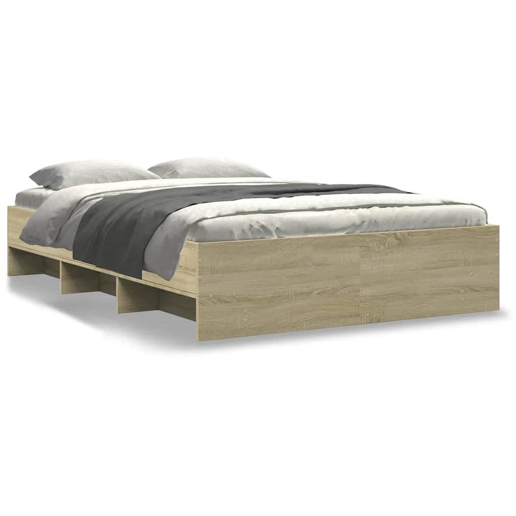 Brown Bed Frame 135x190 cm with Storage Compartments