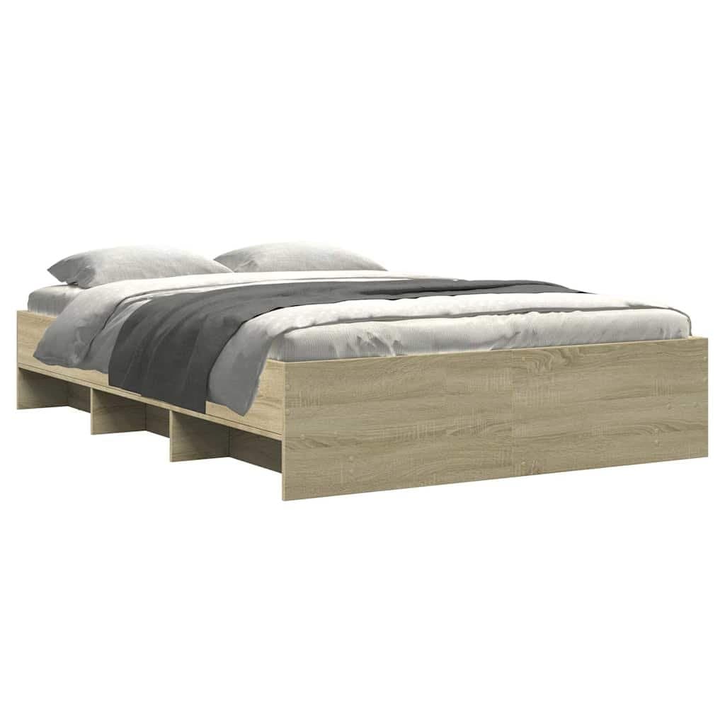 Brown Bed Frame 135x190 cm with Storage Compartments