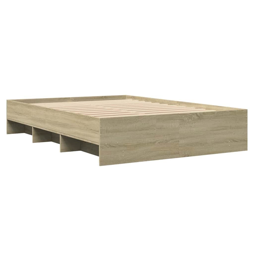 Brown Bed Frame 135x190 cm with Storage Compartments