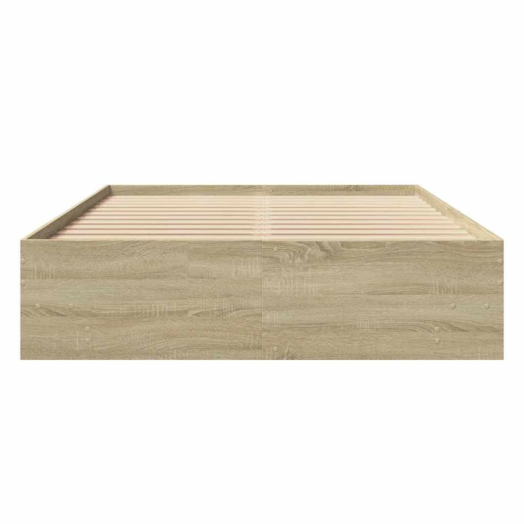Brown Bed Frame 135x190 cm with Storage Compartments