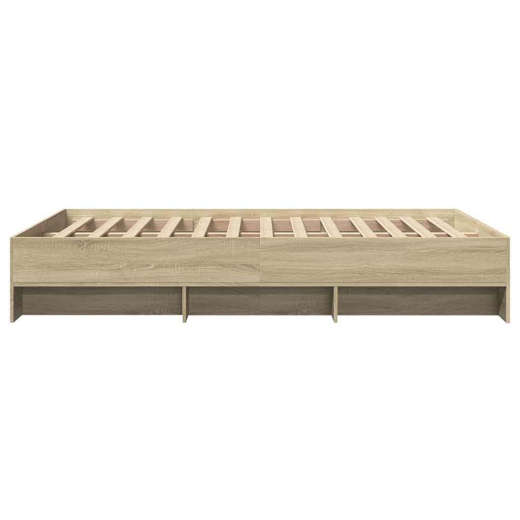 Brown Bed Frame 135x190 cm with Storage Compartments