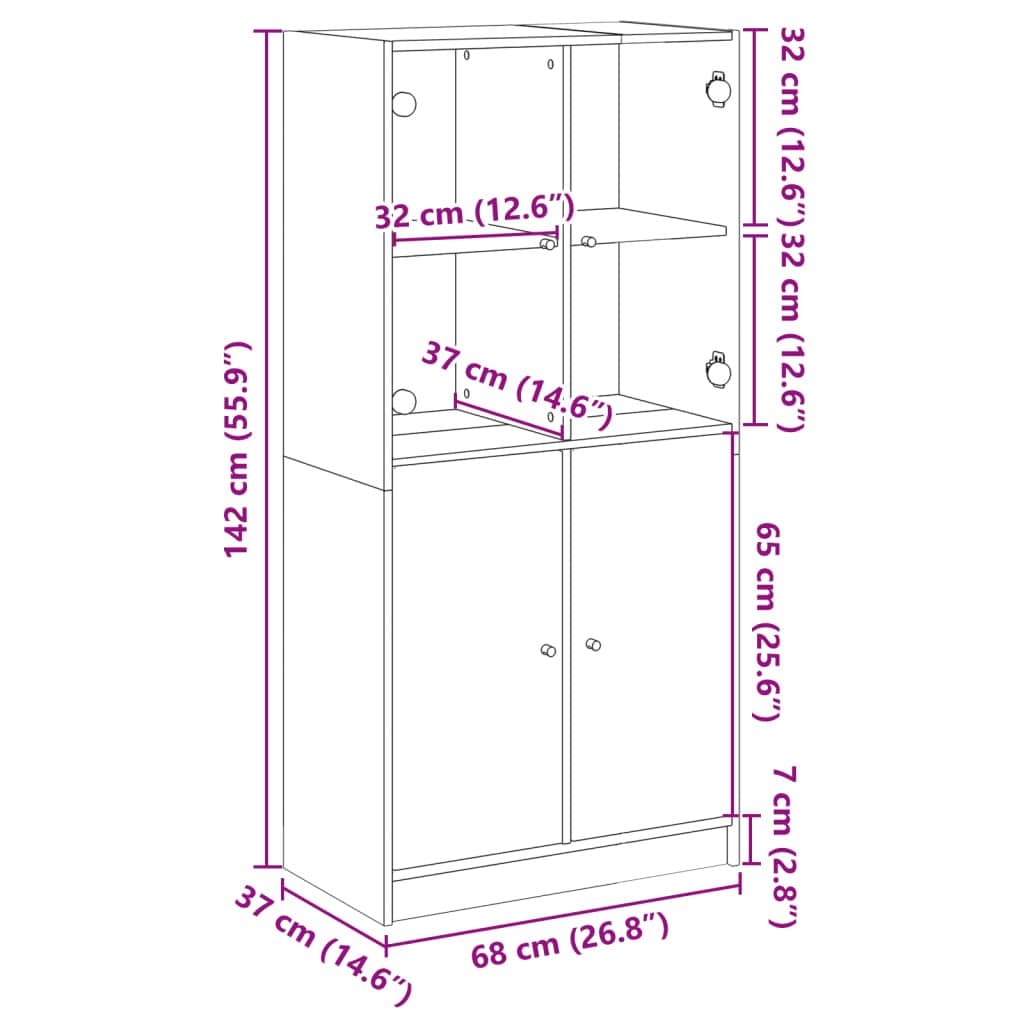 White Highboard Storage Cabinet with Doors