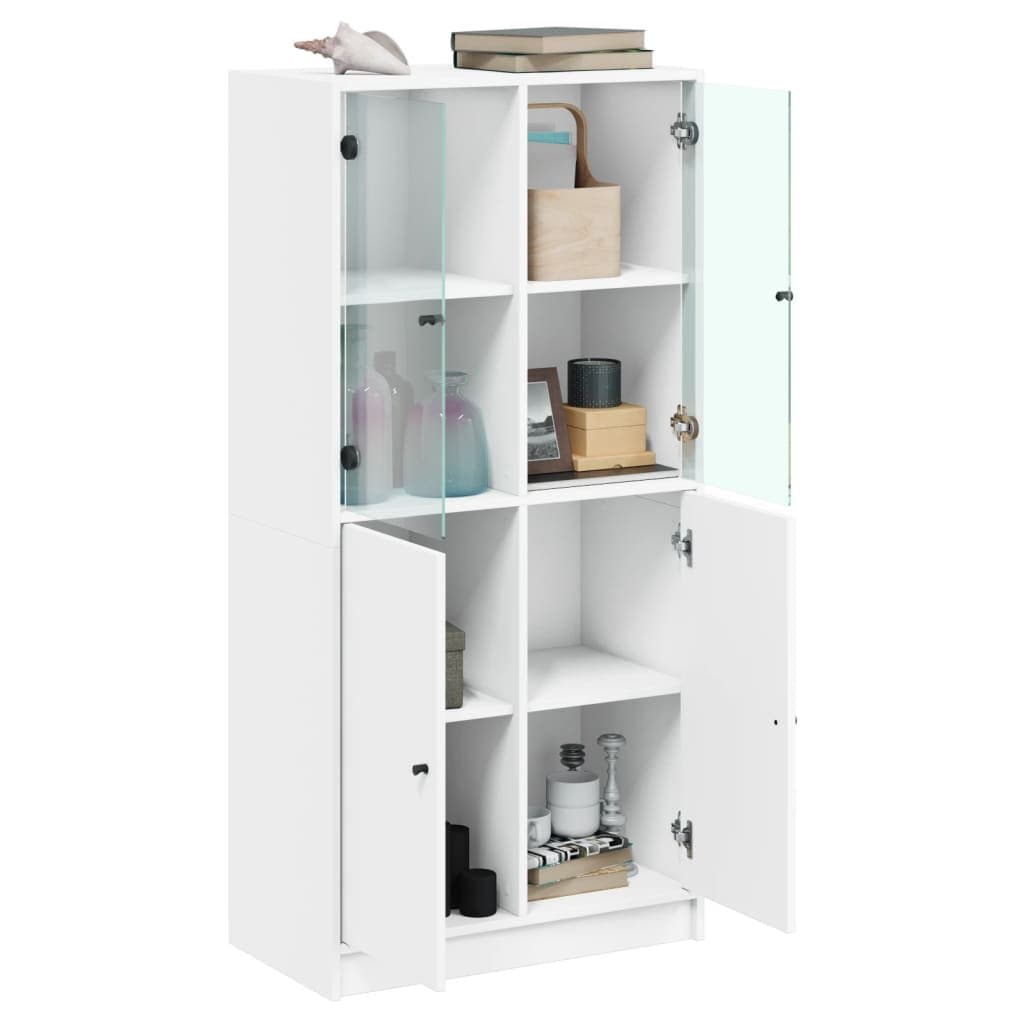 White Highboard Storage Cabinet with Doors