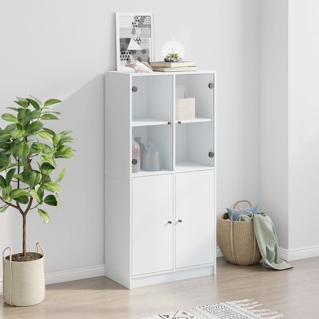 White Highboard Storage Cabinet with Doors