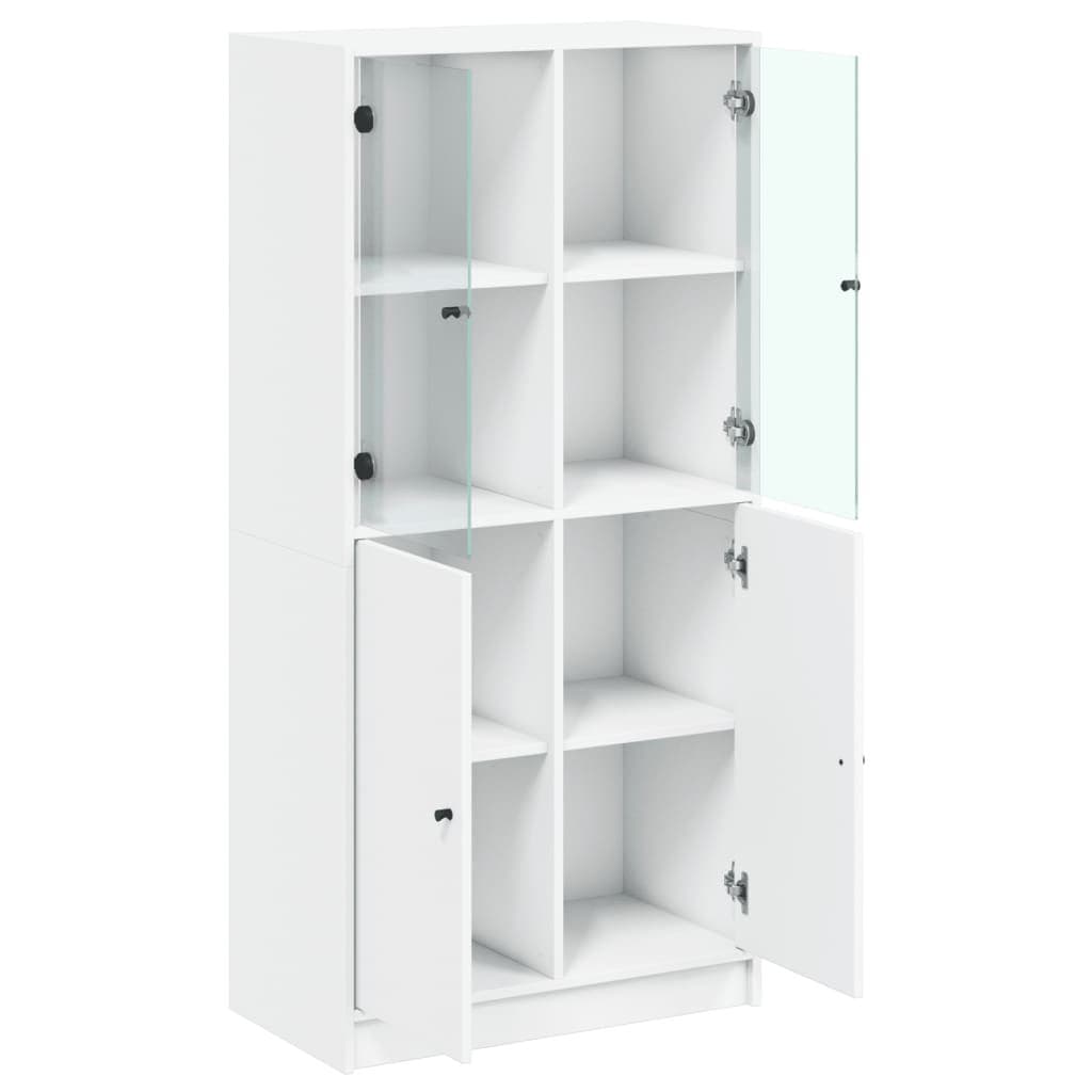 White Highboard Storage Cabinet with Doors