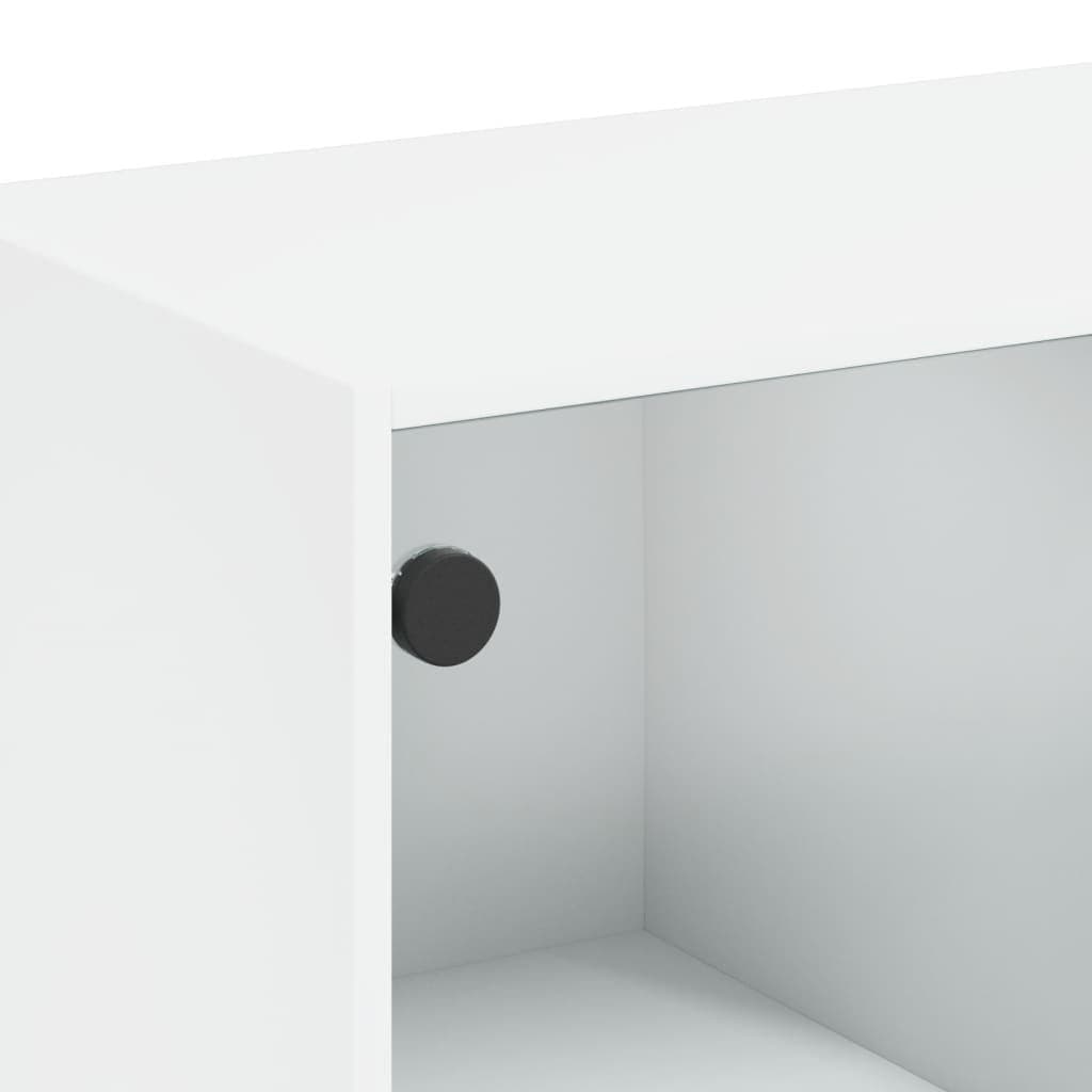 White Highboard Storage Cabinet with Doors