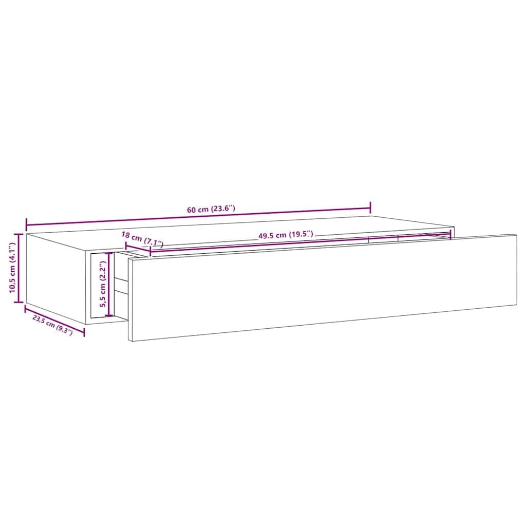 Wall-mounted Drawer Shelves 2 Pieces White Floating Storage Organiser Set
