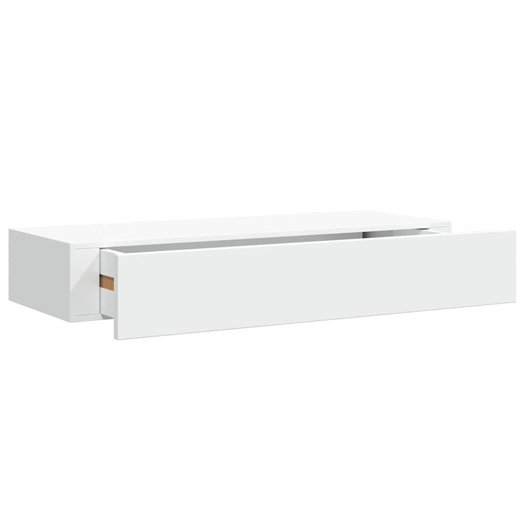 Wall-mounted Drawer Shelves 2 Pieces White Floating Storage Organiser Set