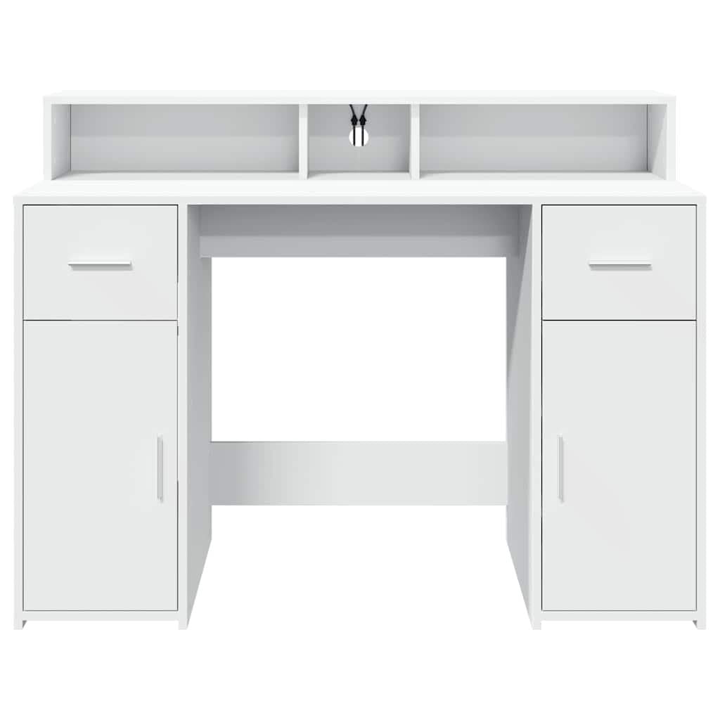 Engineered Wood White LED Desk with RGB Lighting