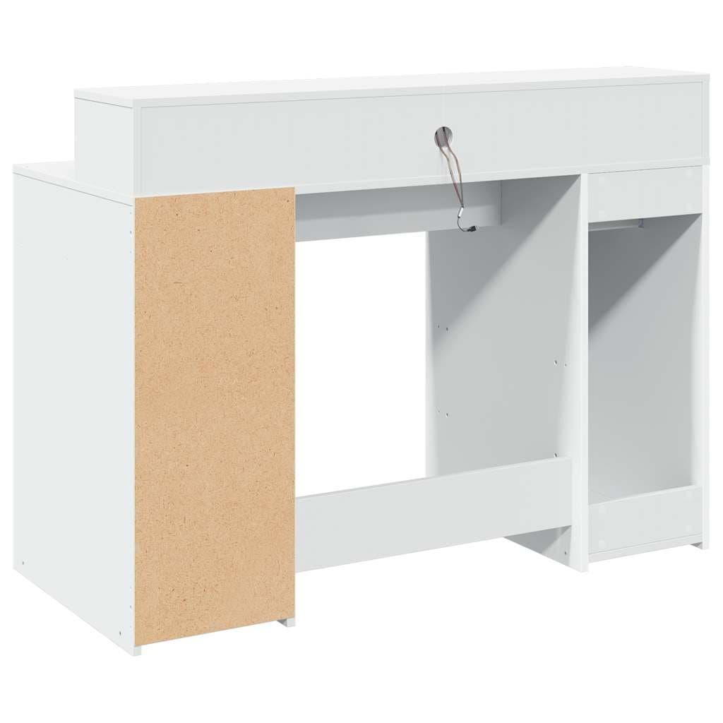 Engineered Wood White LED Desk with RGB Lighting