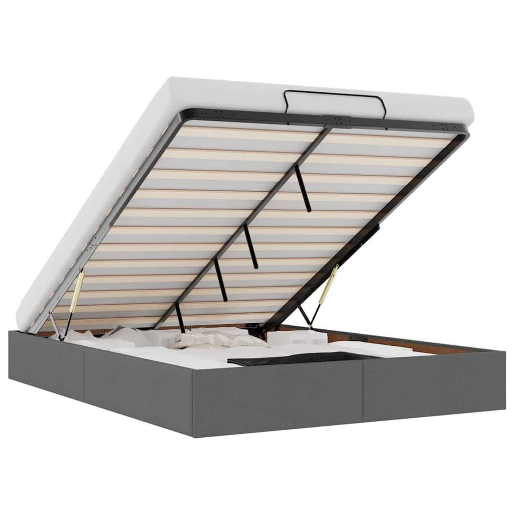 Grey Fabric Ottoman Storage Bed Frame with Lift Mechanism