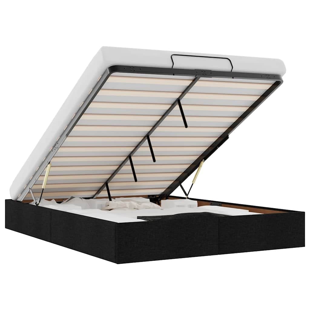 Black Double Ottoman Storage Bed Frame with Lift-Up Mechanism