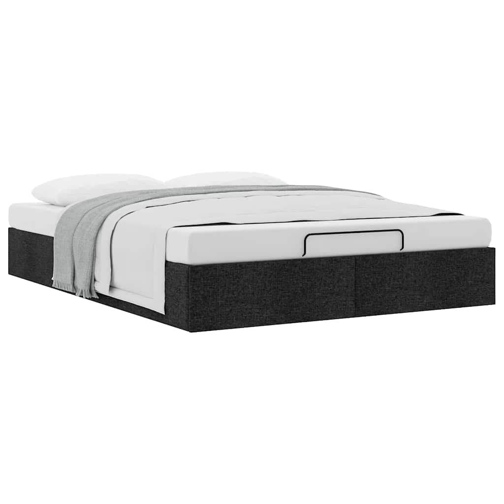Black Double Ottoman Storage Bed Frame with Lift-Up Mechanism