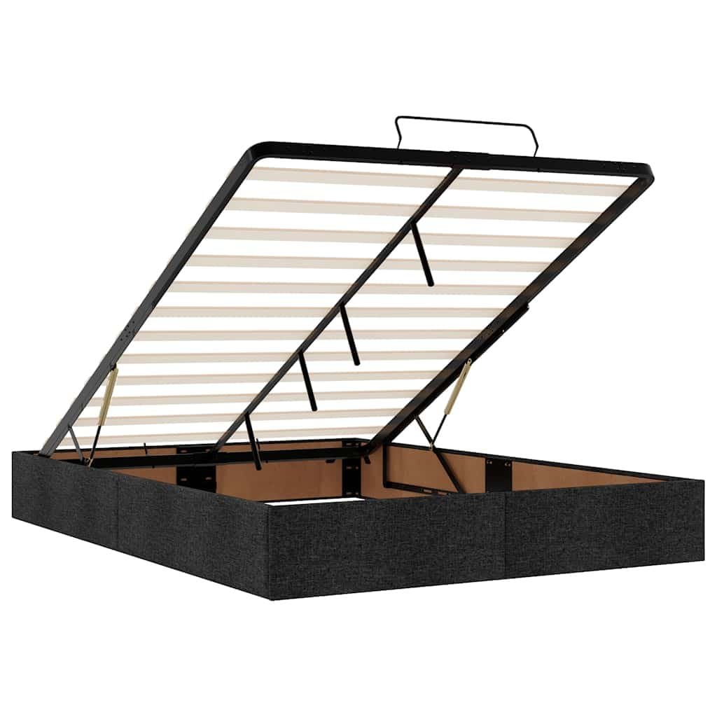 Black Double Ottoman Storage Bed Frame with Lift-Up Mechanism