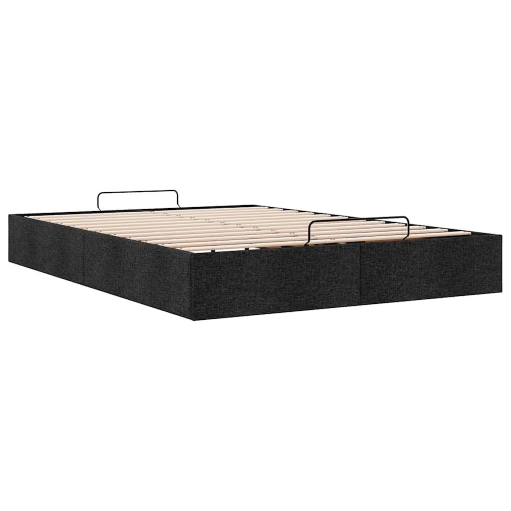 Black Double Ottoman Storage Bed Frame with Lift-Up Mechanism
