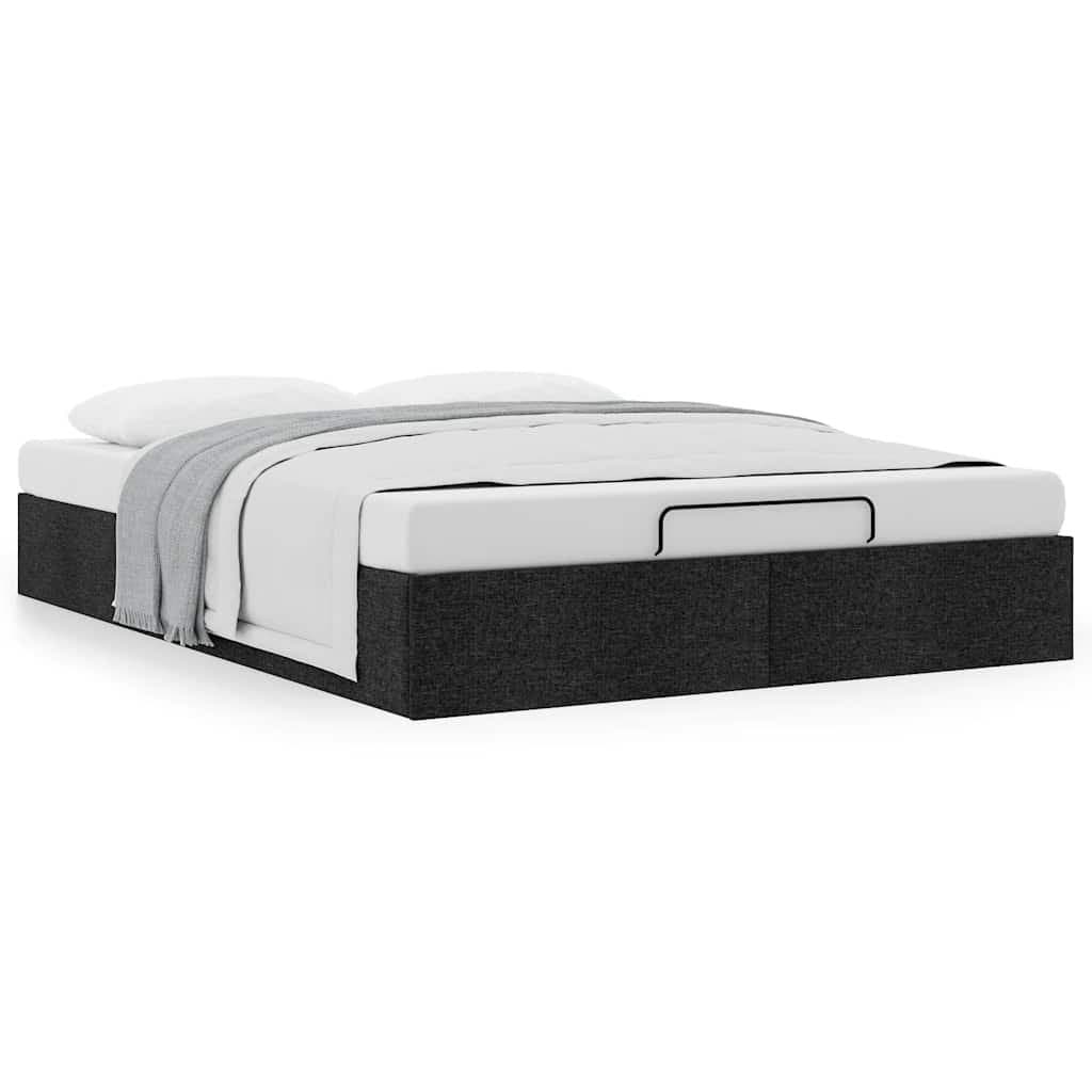 Black Double Ottoman Storage Bed Frame with Lift-Up Mechanism