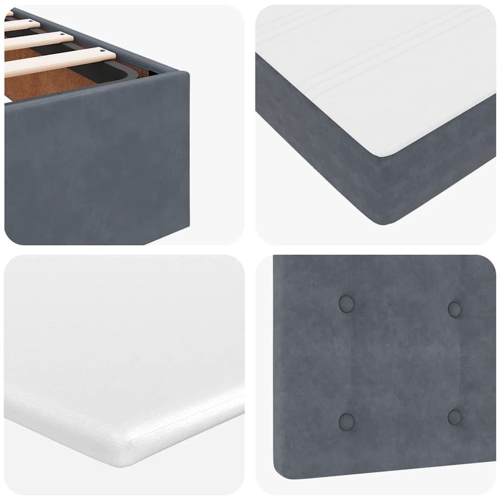 Grey Velvet Queen Ottoman Bed with Pocket Spring Mattress