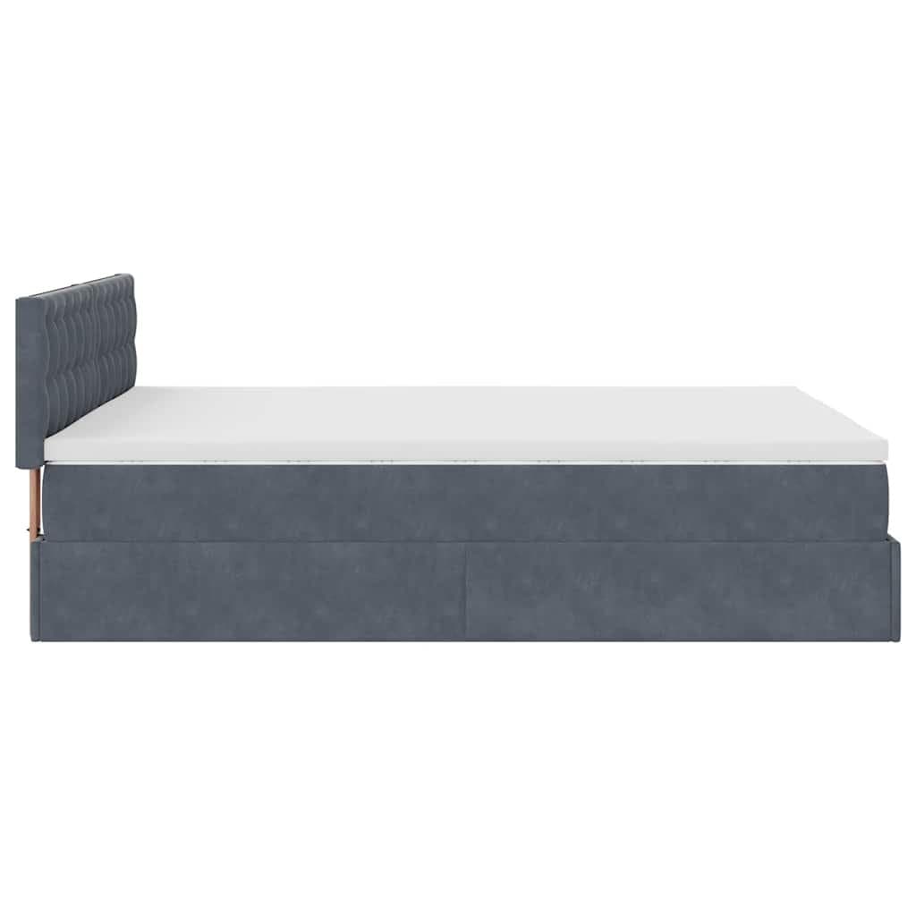 Grey Velvet Queen Ottoman Bed with Pocket Spring Mattress