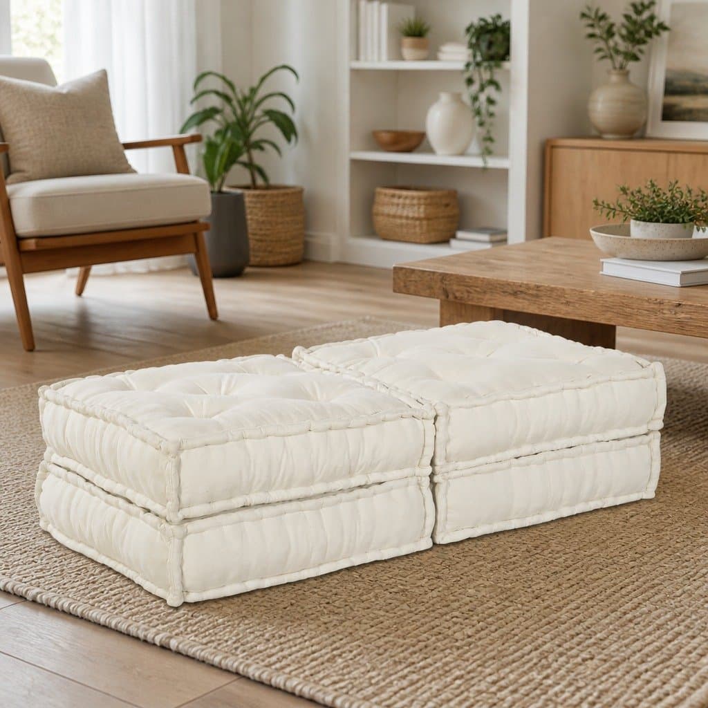 Modular Sofa Unit 2pcs Cream Fabric Lounge Couch Living Room Indoor Outdoor