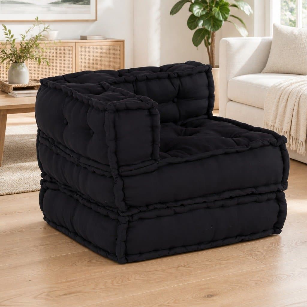 Modular Sofa Unit Fabric Anthracite 210 x 70 x 56 cm Indoor Outdoor Lounge Seat