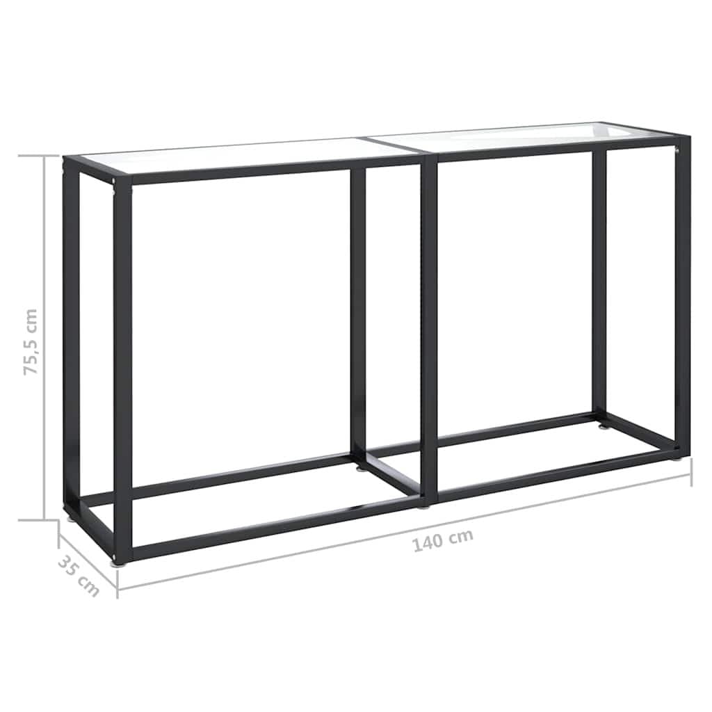 Console Table with Durable Tempered Glass