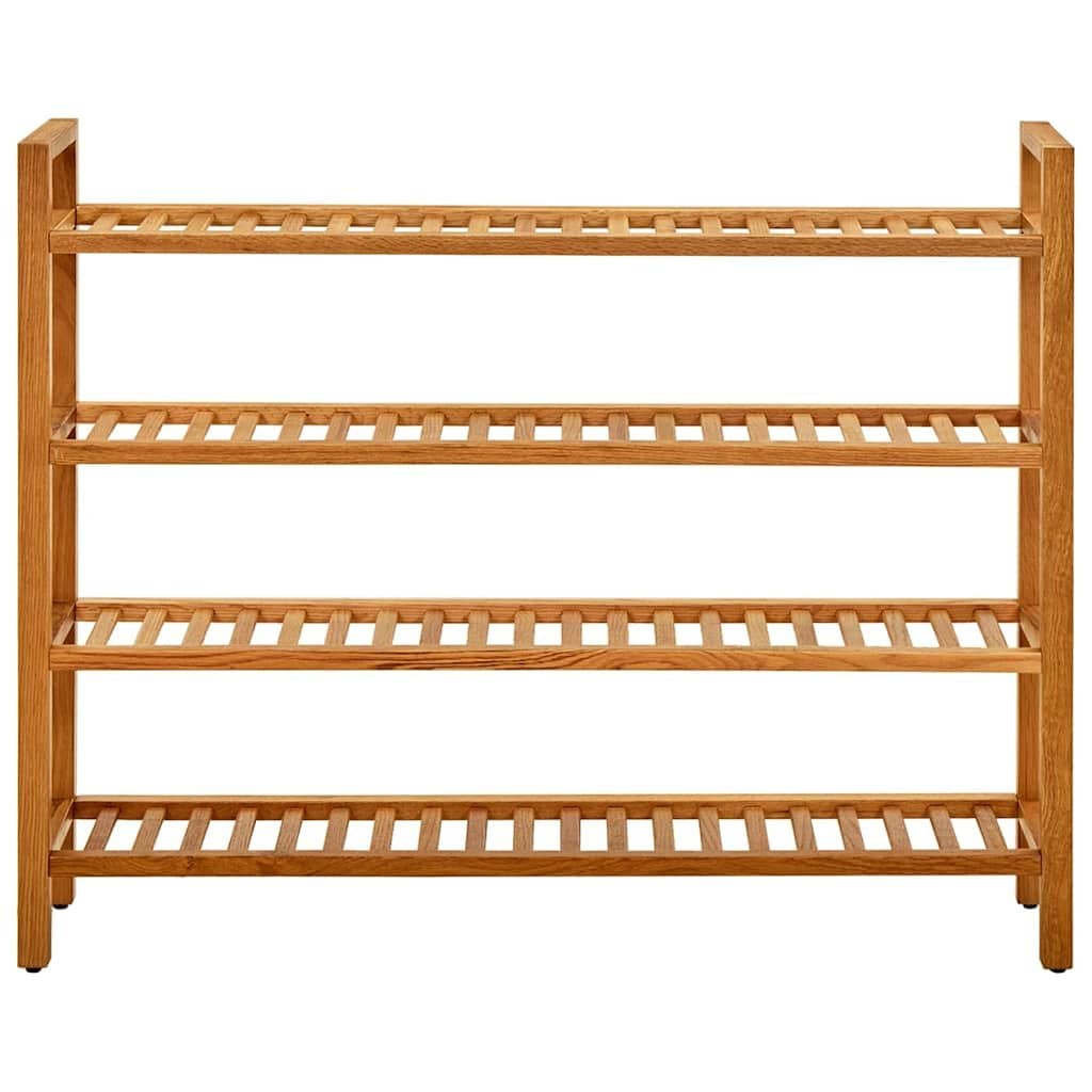 Shoe Rack with 4 Shelves Brown Solid Wood Storage Hallway Organiser 100x27x80cm