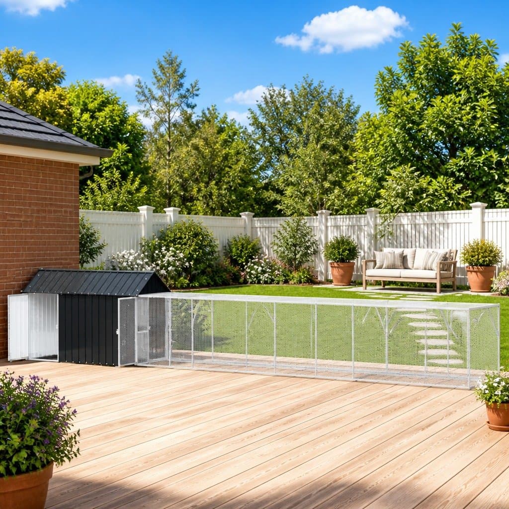 Galvanised Steel Rectangular Outdoor Bird Cage 821.5x111x142cm