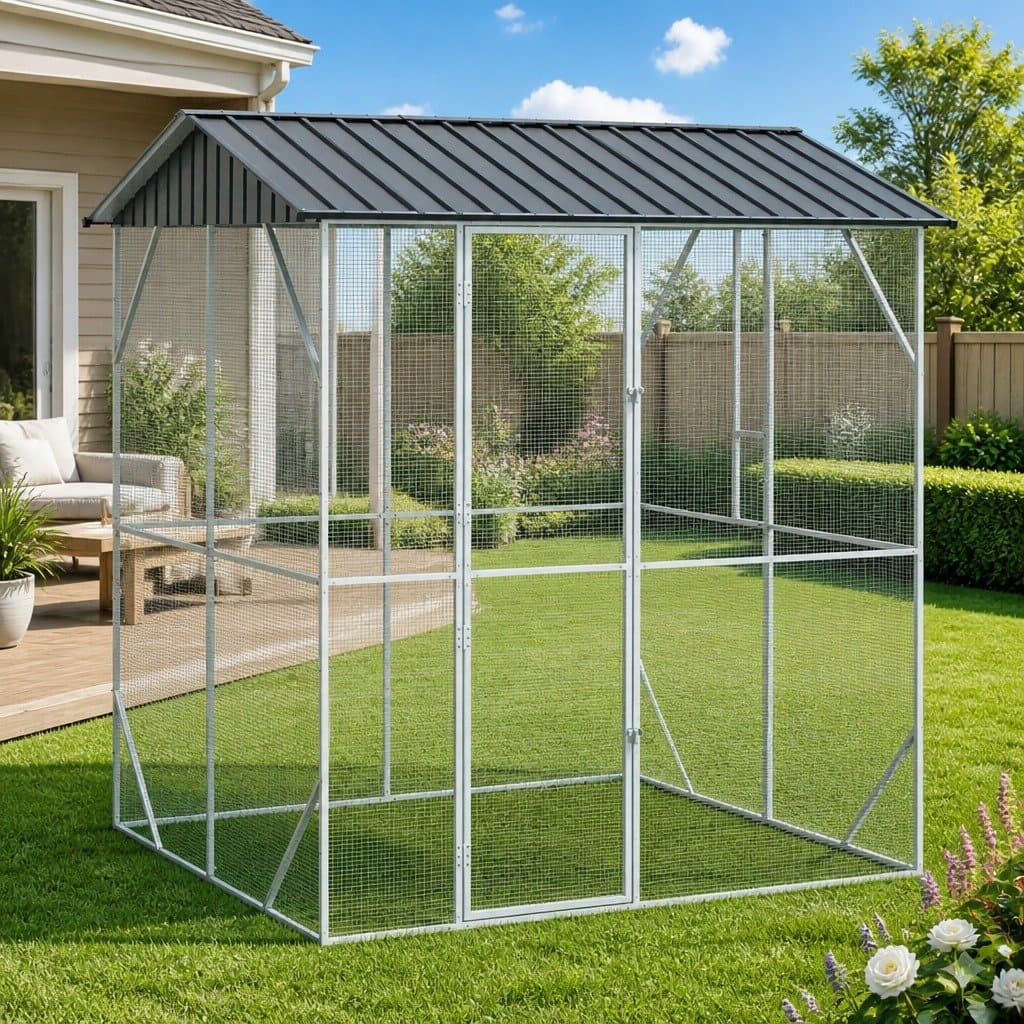 Anthracite Galvanised Steel Outdoor Bird Cage