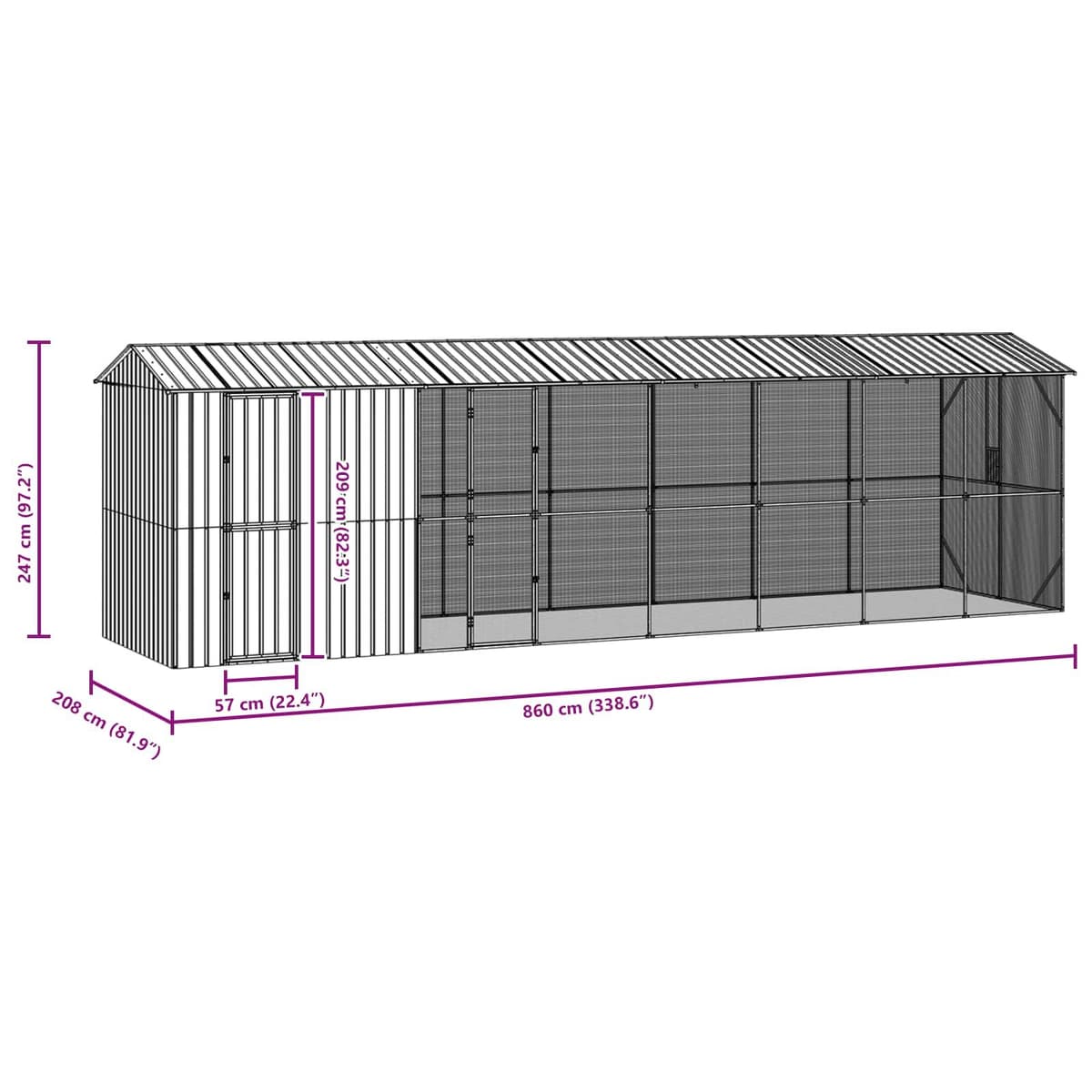 Large Galvanised Steel Outdoor Bird Cage in Anthracite