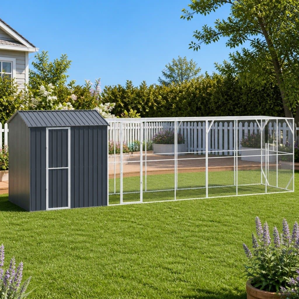 Outdoor Bird Cage Aviary 824x208x247cm Anthracite Galvanised Steel Garden
