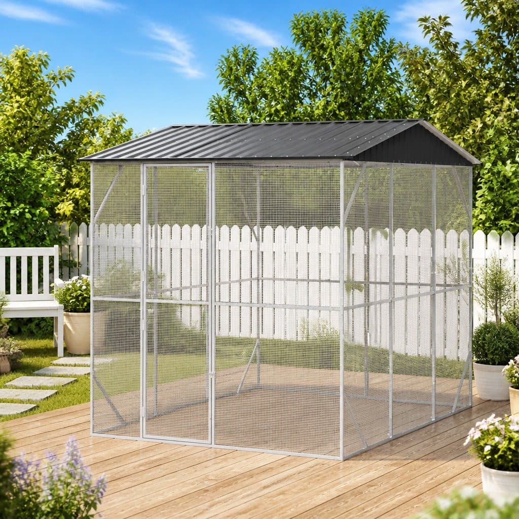 Large Outdoor Bird Cage in Anthracite Steel for Gardens