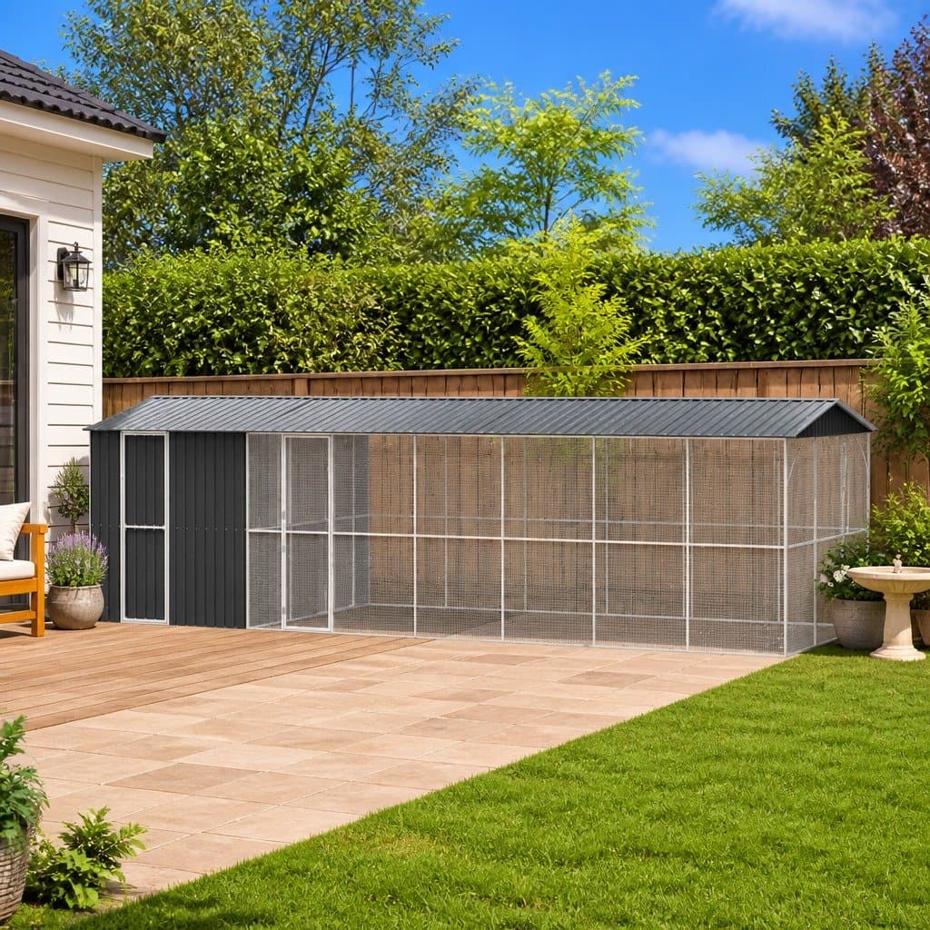 Anthracite Galvanised Steel Outdoor Bird Cage