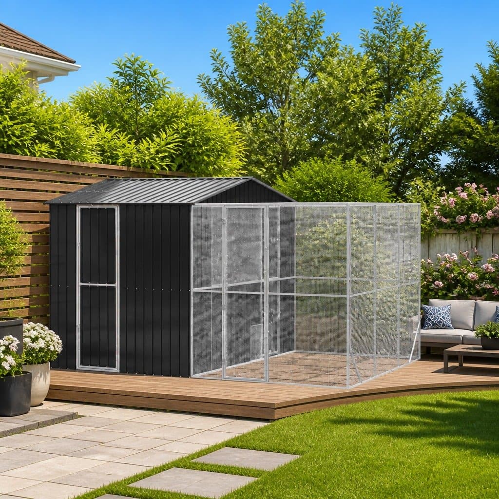 Rectangular Outdoor Bird Cage in Anthracite Galvanised Steel