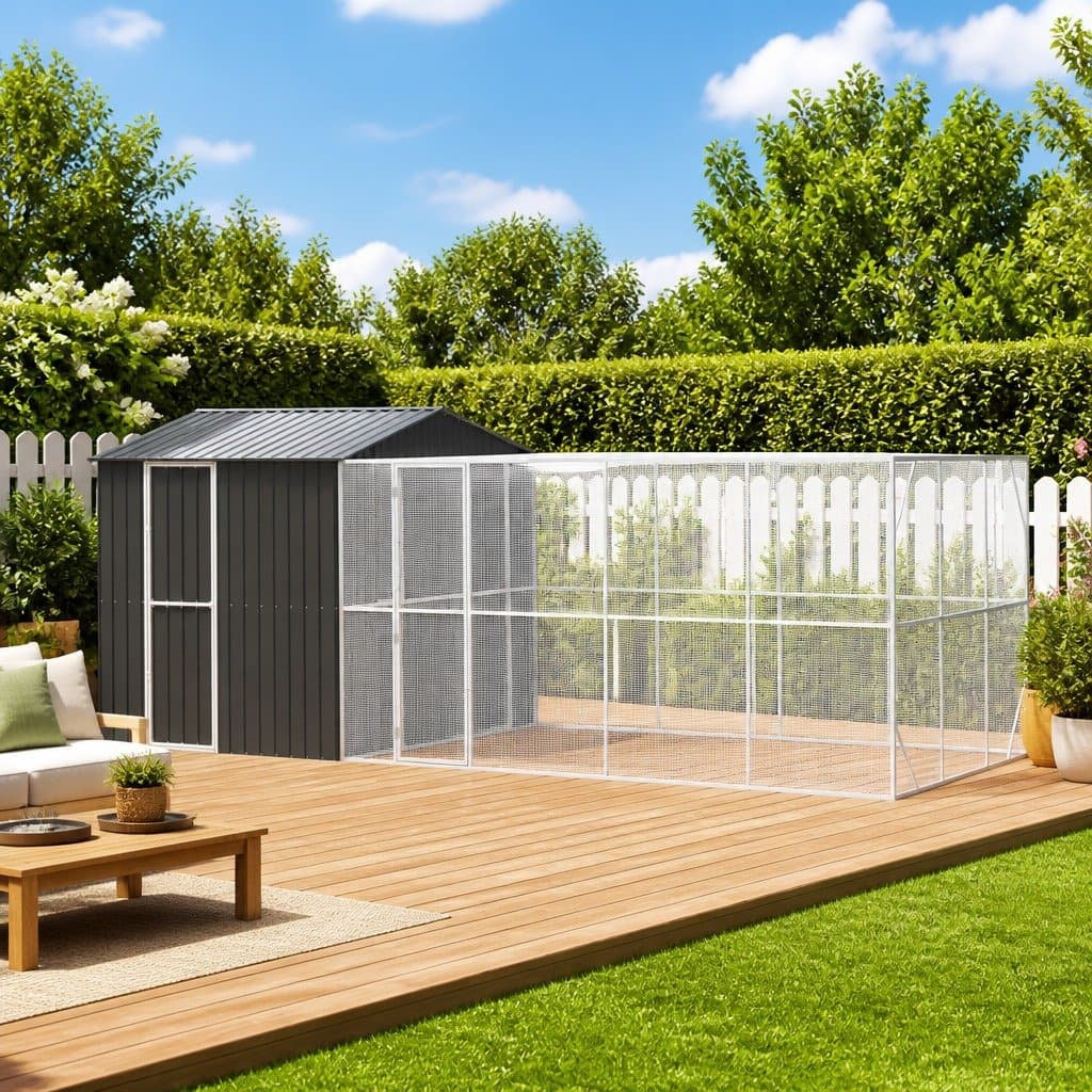 Rectangular Outdoor Bird Cage in Anthracite Steel