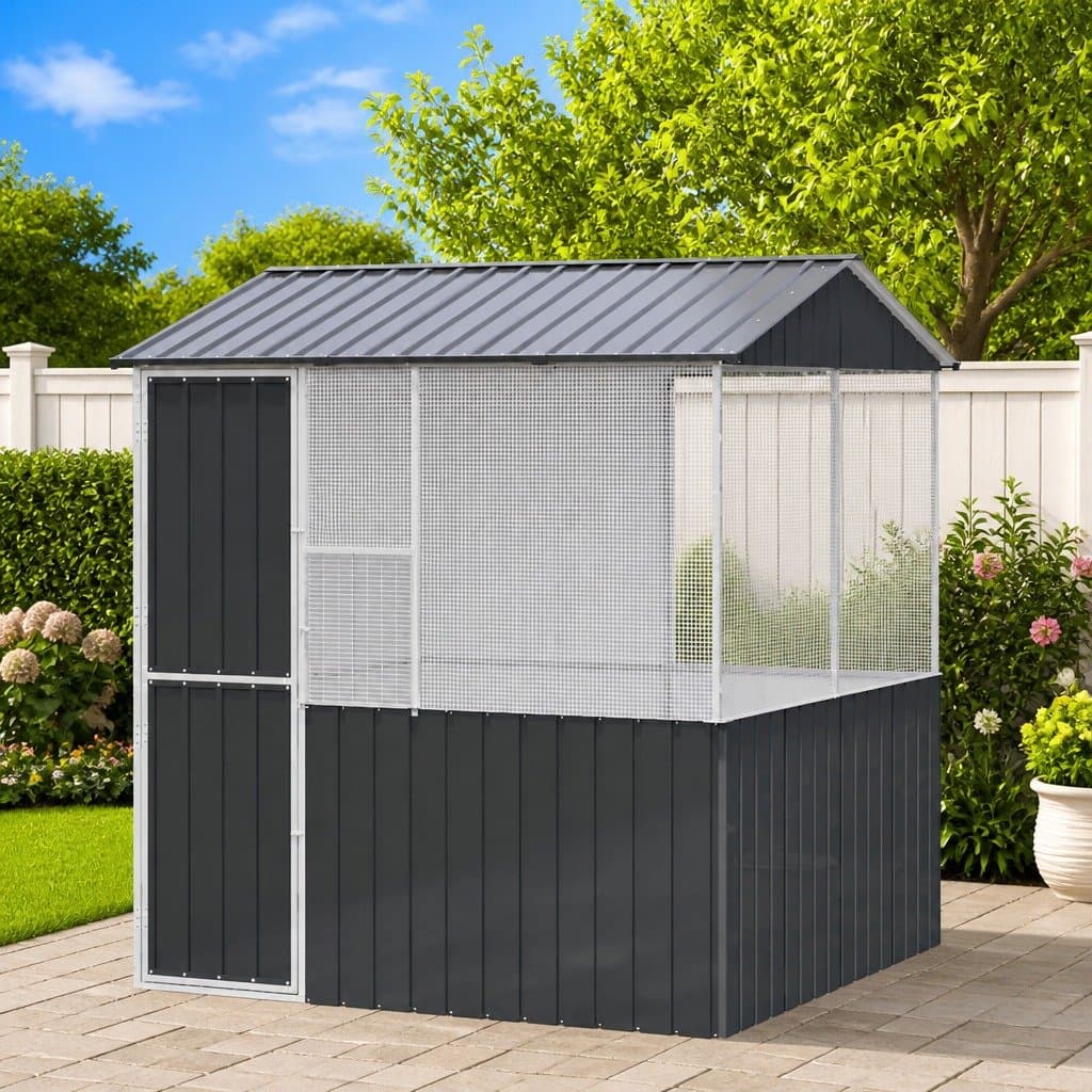 Outdoor Bird Cage in Anthracite Steel, 215x209x230cm