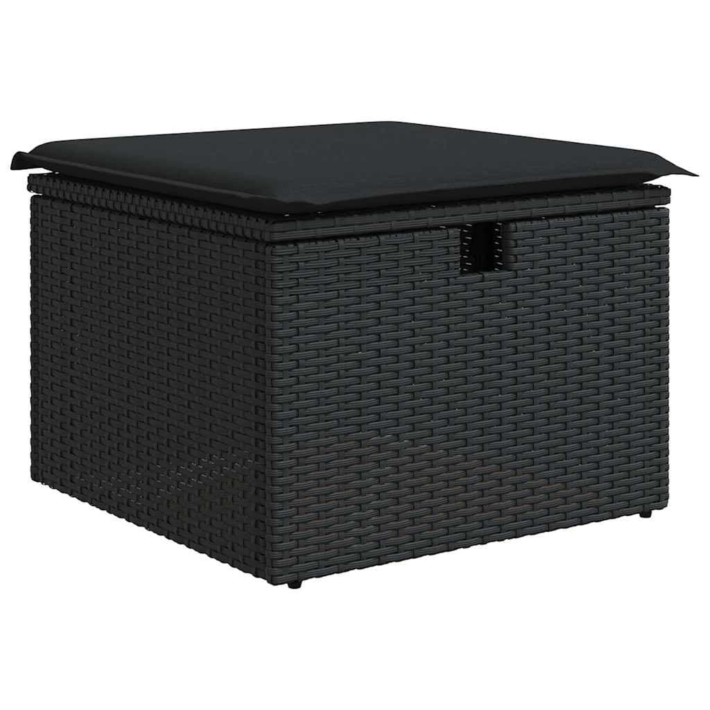 7 Piece Black Poly Rattan Garden Sofa Set