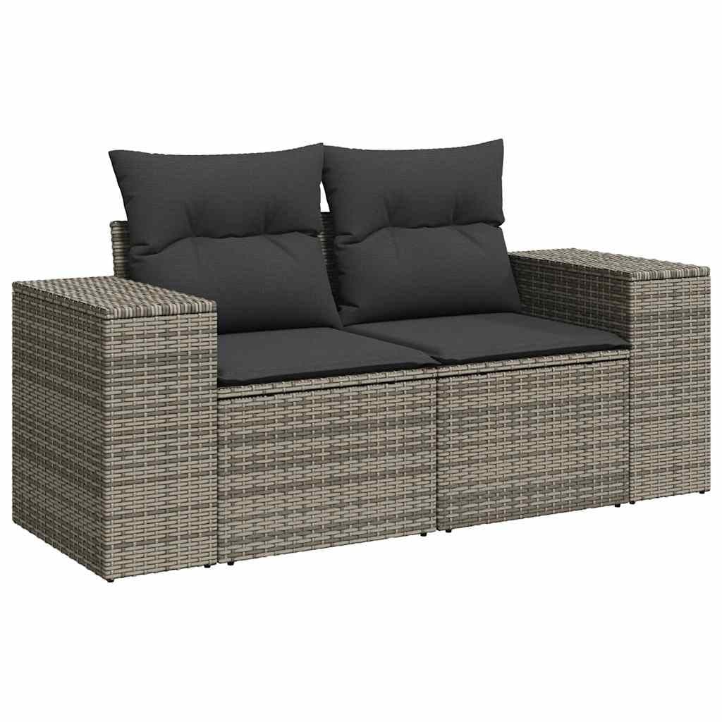 8-Piece Grey Poly Rattan Garden Sofa Set for Outdoors