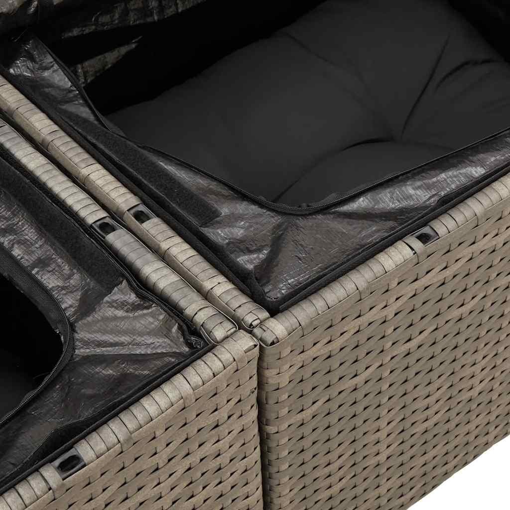 8-Piece Grey Poly Rattan Garden Sofa Set for Outdoors
