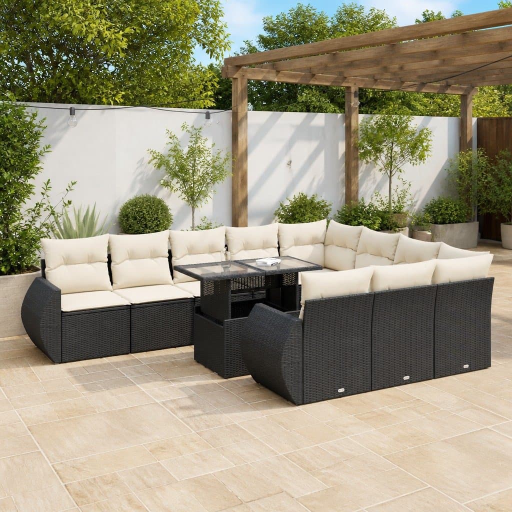 11-Piece Modular Garden Sofa Set in Black